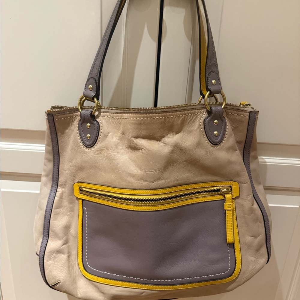 Coach Stylish Beige and Yellow Women's Bag